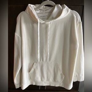 Marc New York, Andrew Marc rib knit hoodie.  Ivory
